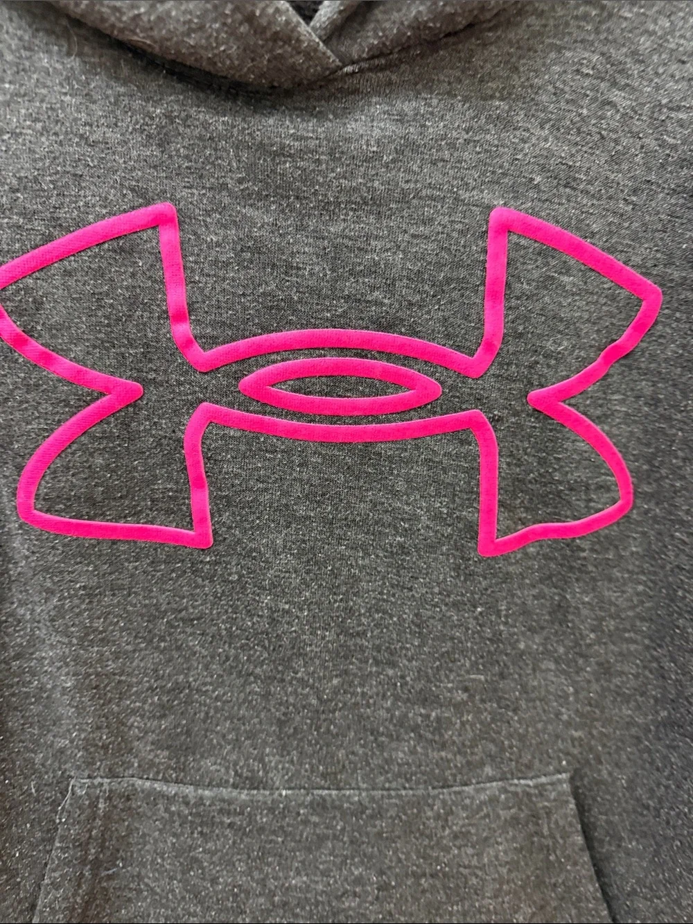 Under Armour Dark Gray Hoodie with Bright Pink Logo